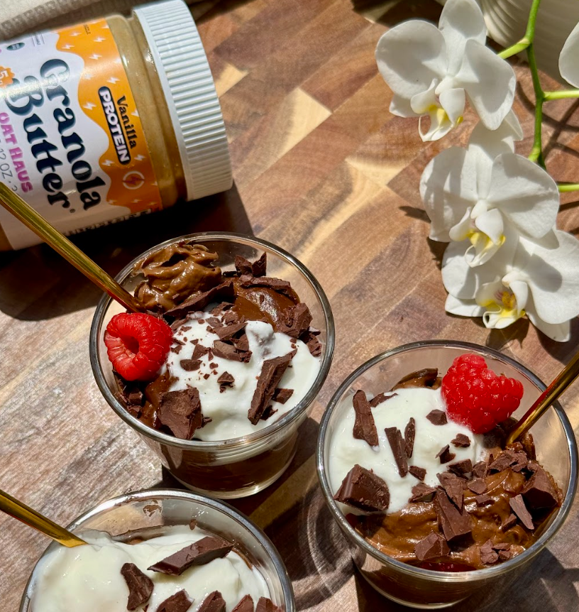 Protein Raspberry Chocolate Mousse (High Protein, Vegan, GlutenFree