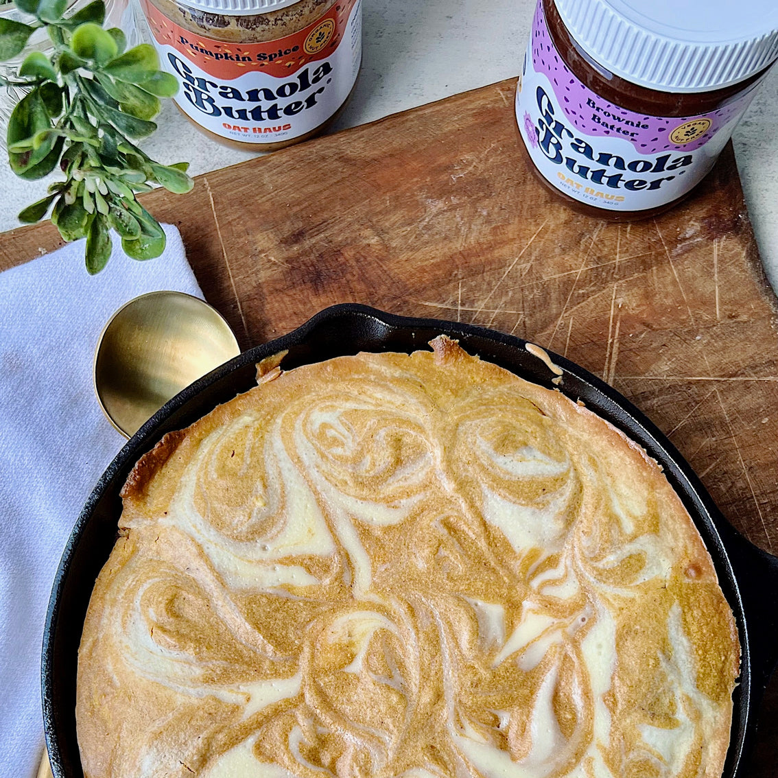 Pumpkin Swirled Cheesecake Brownie Skillet (NutFree) Oat Haus