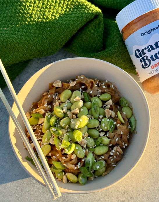 SAVORY Granola Butter Noodles! (Gluten-Free, Nut-Free)