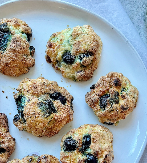 Air Fryer Lemon Blueberry Fritters (High Protein, Nut-Free)