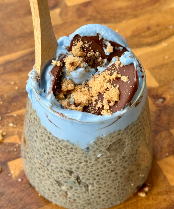 BLUE MONSTER CHIA PUDDING 🩵💙🤍 (Vegan, GF, High Protein)