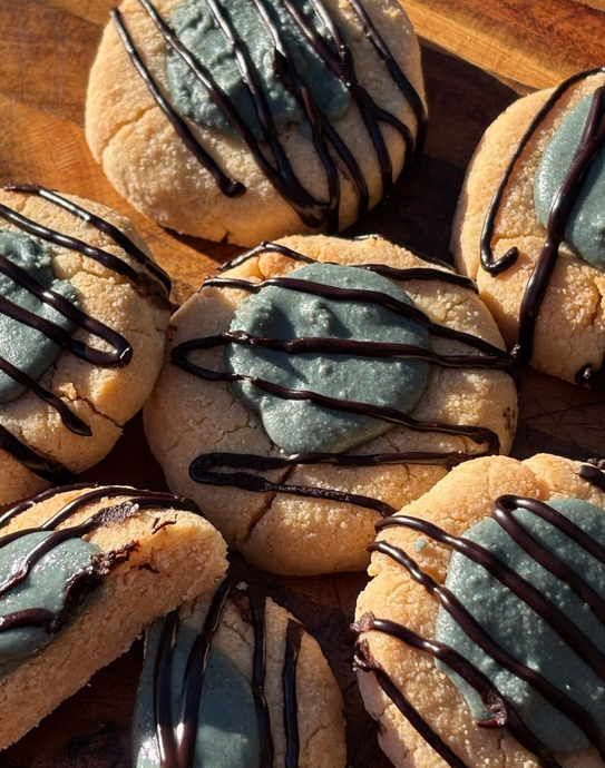 BLUE MONSTER THUMBPRINT COOKIES 💙🩵 (Gluten-Free, Vegan, Nut-Free)